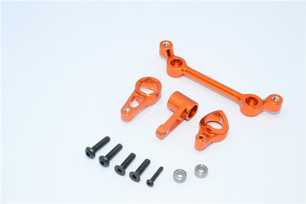 Team Losi Mini 8ight-T Truggy Aluminum Steering Assembly With Bearings - 4Pcs Set Orange