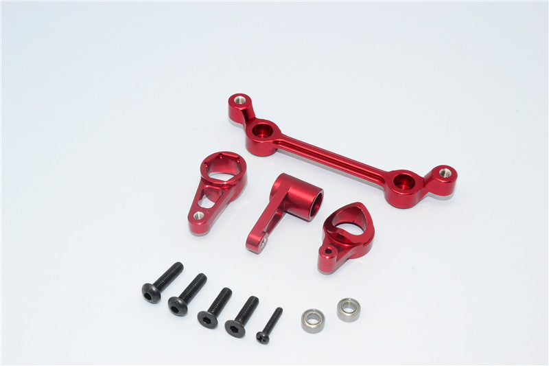 Team Losi Mini 8ight-T Truggy Aluminum Steering Assembly With Bearings - 4Pcs Set Red
