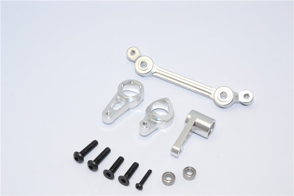 Team Losi Mini 8ight-T Truggy Aluminum Steering Assembly With Bearings - 4Pcs Set Silver