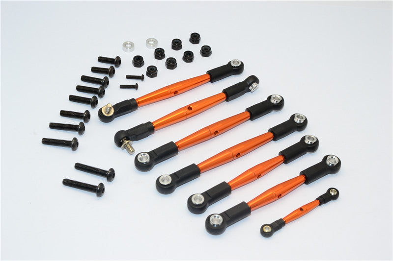 Team Losi Mini 8ight-T Truggy Aluminum Tie Rod With Plastic Black Ball Ends - 7Pcs Set Orange