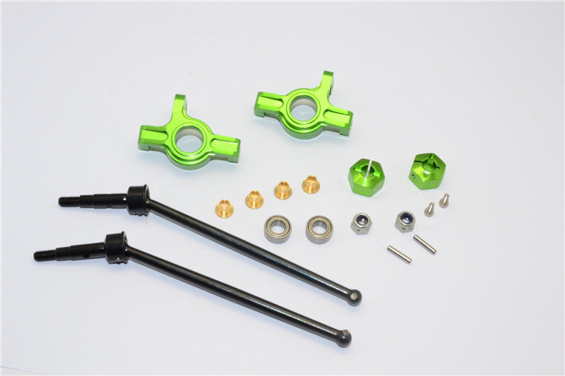 Team Losi Mini 8ight-T Truggy Steel #45 Front/Rear CVD Drive Shaft with Front Knuckle & 12x8mm Hex & 5x10 Bearings - 1 Set Green