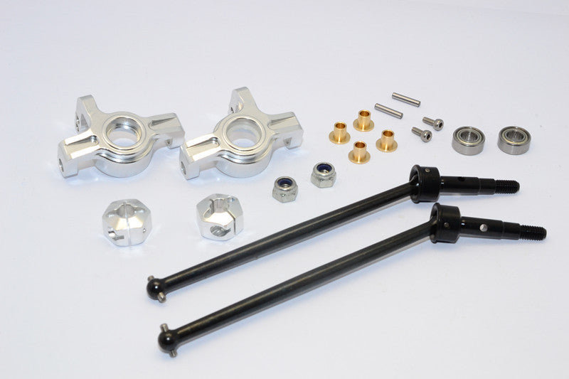 Team Losi Mini 8ight-T Truggy Steel #45 Front/Rear CVD Drive Shaft with Front Knuckle & 12x8mm Hex & 5x10 Bearings - 1 Set Silver