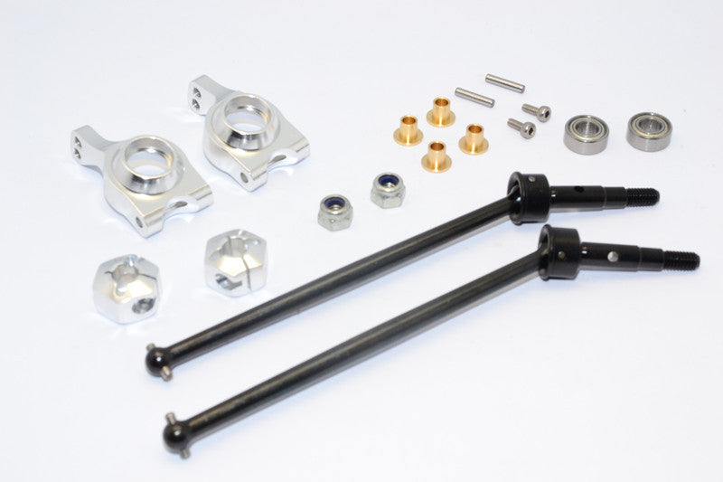 Team Losi Mini 8ight-T Truggy Steel #45 Front/Rear CVD Drive Shaft with Rear Knuckle & 12x8mm Hex & 5x10 Bearings - 1 Set Silver