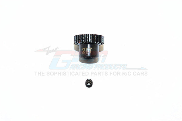 Hard Steel Motor Gear 48 Pitch 21T (Hole 3.175mm, Tooth Distance 0.5mm) - 1Pc Set Black