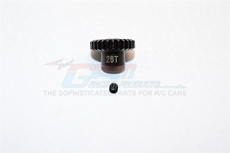 Hard Steel Motor Gear 48 Pitch 26T (Hole 3.175mm, Tooth Distance 0.5mm) - 1Pc Set Black