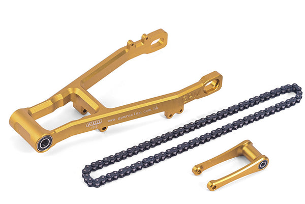 Aluminum 7075 Extend Swing Arm (+30mm) + Pull Rod + Chain For LOSI 1:4 Promoto MX Motorcycle Dirt Bike RTR FXR LOS06000 LOS06002 Upgrades - Gold