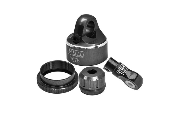 Aluminum 7075 Shock Cap And Shock End Set For LOSI 1:4 Promoto MX Motorcycle Dirt Bike RTR FXR LOS06000 LOS06002 Upgrades - Black