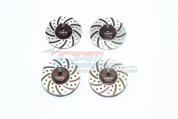 Axial Yeti Jr. Score Trophy Truck (AX90052) / Yeti Jr. Can-Am Maverick (AXI90069) Aluminum Front + Rear Brake Disk With Silver Lining - 4Pc Set Brown