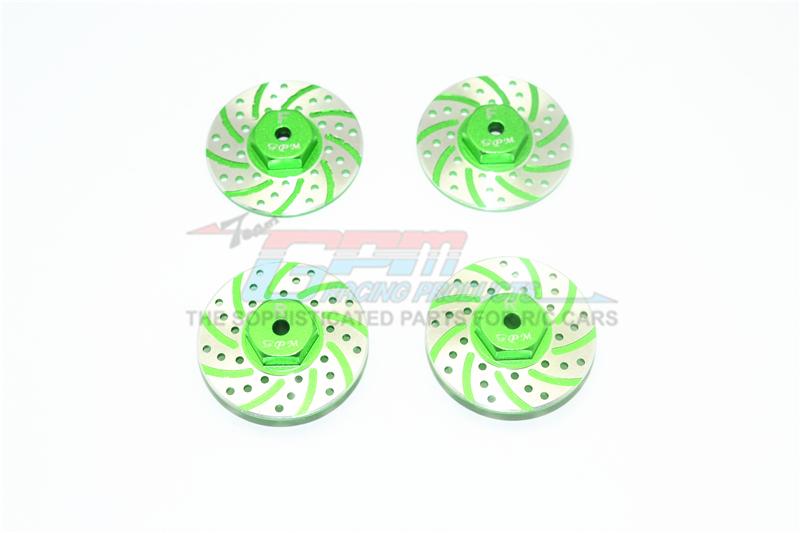 Axial Yeti Jr. Score Trophy Truck (AX90052) / Yeti Jr. Can-Am Maverick (AXI90069) Aluminum Front + Rear Brake Disk With Silver Lining - 4Pc Set Green