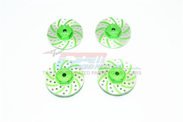Axial Yeti Jr. Score Trophy Truck (AX90052) / Yeti Jr. Can-Am Maverick (AXI90069) Aluminum Front + Rear Brake Disk With Silver Lining - 4Pc Set Green