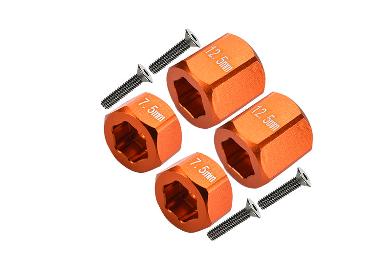 Axial Yeti Jr. SCORE Trophy Truck (AX90052) Aluminum F&R Hex Adapters - 8Pcs Set Orange