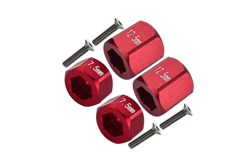 Axial Yeti Jr. SCORE Trophy Truck (AX90052) Aluminum F&R Hex Adapters - 8Pcs Set Red