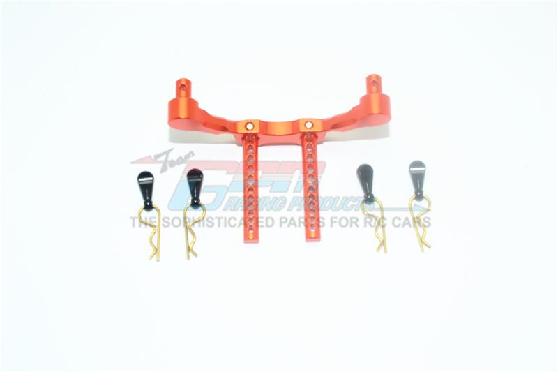 Axial Yeti Jr. SCORE Trophy Truck (AX90052) Aluminum Front Adjustable Body Mount & Post - 5Pc Set Orange