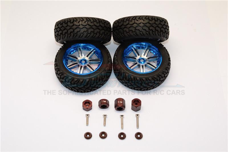 Axial Yeti Jr. SCORE Trophy Truck (AX90052) Aluminum Front & Rear Hex Adapters + Wheels & Tires - 16Pcs Set Brown