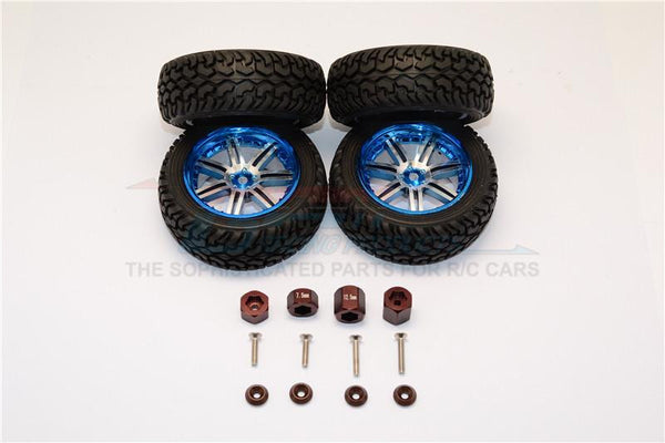 Axial Yeti Jr. SCORE Trophy Truck (AX90052) Aluminum Front & Rear Hex Adapters + Wheels & Tires - 16Pcs Set Brown