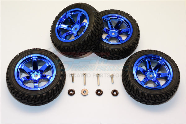 Axial Yeti Jr. SCORE Trophy Truck (AX90052) Aluminum 6 Poles Wheels Tire - 4Pcs Set Blue