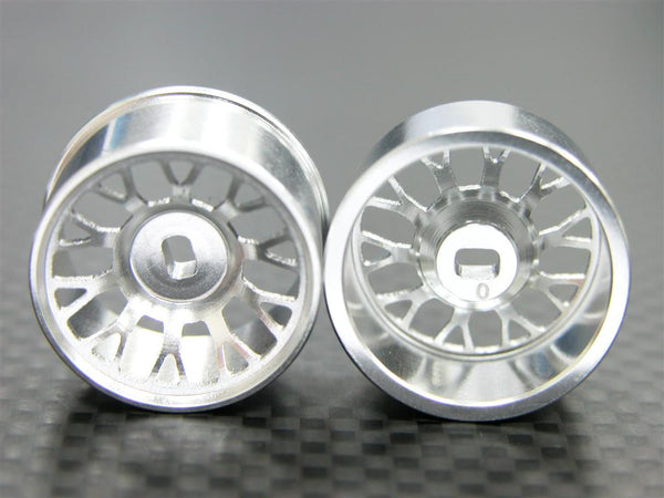 Kyosho Mini-Z AWD Aluminum Rear Wide Sinkage Bbs Rims (10P, 0mm Off Set, Width 11mm) - 1Pr Silver