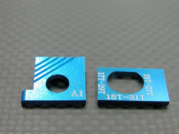 Kyosho Mini-Z AWD Aluminum Motor Spacer (Motor Gear 15T W/ Main Gear 31T) (Motor Gear 17T W/ Main Gear 19T) (Motor Gear 19T W/ Main Gear 27T) - 1Pr Blue