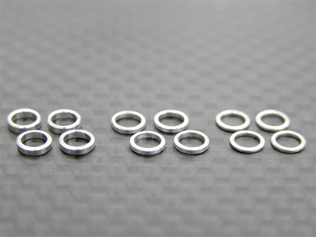 Kyosho Mini-Z AWD Aluminum Shims Use For Knuckle Arm (Thick 0.5mm & 0.75mm & 1mm) - 12 Pcs Set Silver