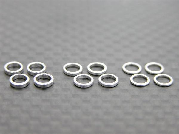 Kyosho Mini-Z AWD Aluminum Shims Use For Knuckle Arm (Thick 0.5mm & 0.75mm & 1mm) - 12 Pcs Set Silver