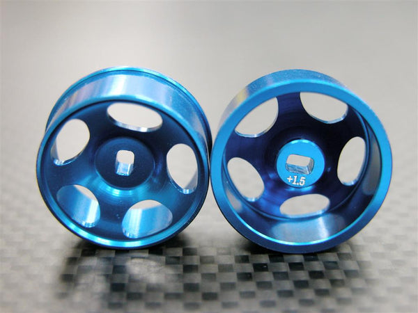 Kyosho Mini-Z AWD Aluminum Front/Rear Sinkage Rims (5P, 1.5mm Off Set, Width 8.5mm) - 1Pr Blue