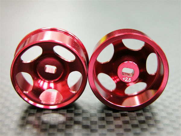 Kyosho Mini-Z AWD Aluminum Front/Rear Sinkage Rims (5P, 2.5mm Off Set, Width 8.5mm) - 1Pr Red
