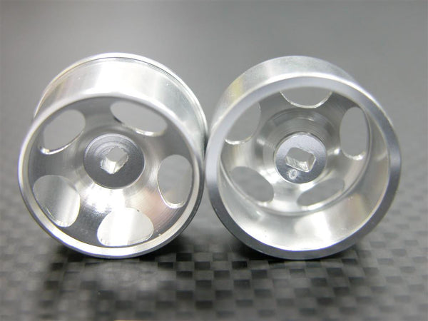 Kyosho Mini-Z AWD Aluminum Rear Wide Sinkage Rims (5P, 0mm Off Set, Width 11mm) - 1Pr Silver