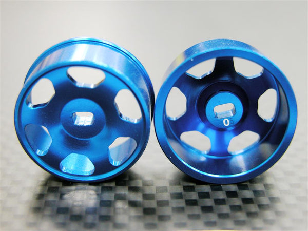 Kyosho Mini-Z AWD Aluminum Front/Rear Sinkage Rims (6P, 0mm Off Set, Width 8.5mm) - 1Pr Blue
