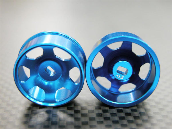 Kyosho Mini-Z AWD Aluminum Front/Rear Sinkage Rims (6P, 1.5mm Off Set, Width 8.5mm) - 1Pr Blue