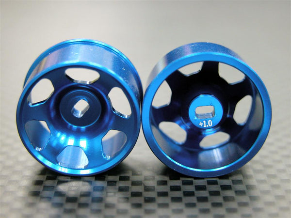 Kyosho Mini-Z AWD Aluminum Rear Wide Sinkage Rims (6P, 1.0mm Off Set, Width 11mm) - 1Pr Blue
