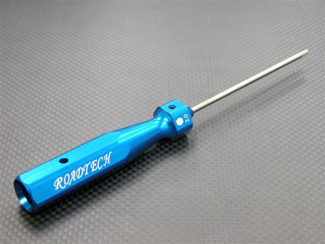 Aluminum Hex Screw Driver Of Hexagonal Handle Design With 2.0mm Steel Long Pin - 1Pc Blue