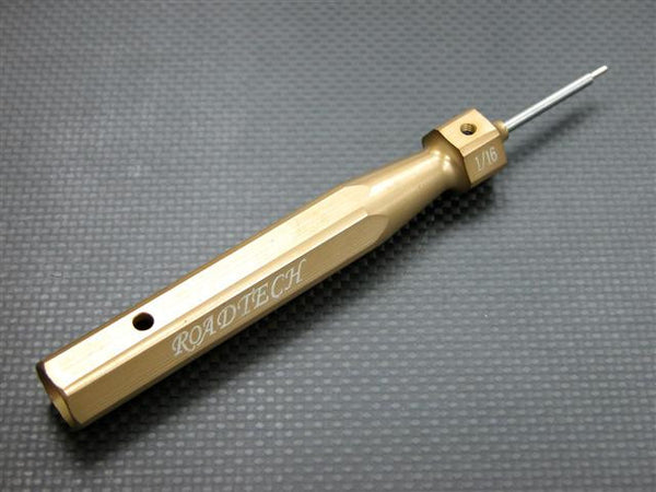 Aluminum Hex Screw Driver With 1/16 Steel Pin - 1Pc Golden Black