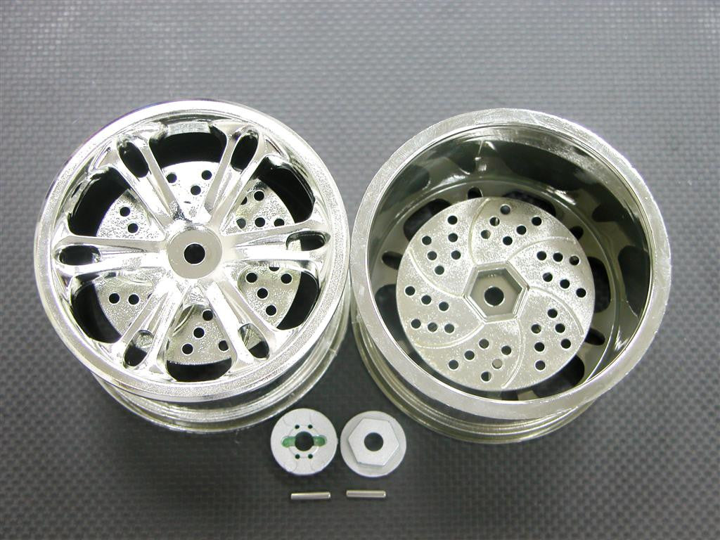 Traxxas T-Maxx Nylon Wheels + Brake Disk + Drive Washer Set (6 Pole) - 1Pr Silver