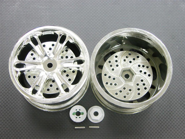 Traxxas T-Maxx Nylon Wheels + Brake Disk + Drive Washer Set (6 Pole) - 1Pr Silver