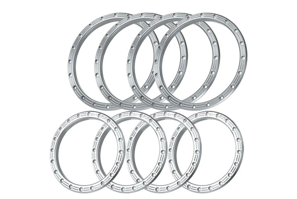 Aluminum Replacement Wheel Rings 2763-21 Full Set (4 Wheels) For Pro-Line 2763-03 Impulse Pro-Loc X Maxx Wheels - Silver