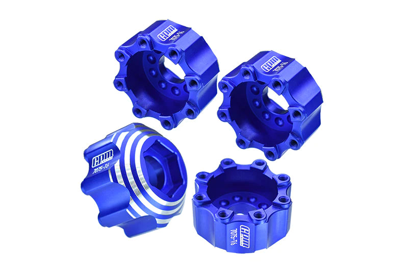 Pro-Line 8X32 To 17mm 1/2" Offset Aluminum 7075T-6 Hex Adapters For Pro-Line 8X32 3.8" Removable Wheels #6353-00/ #6345-00 - 4Pcs - Blue