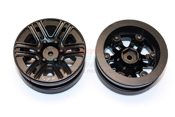 Aluminum 6 Spokes 1.9" Wheels With Plastic Wheel Frame - 2Pcs Set Black
