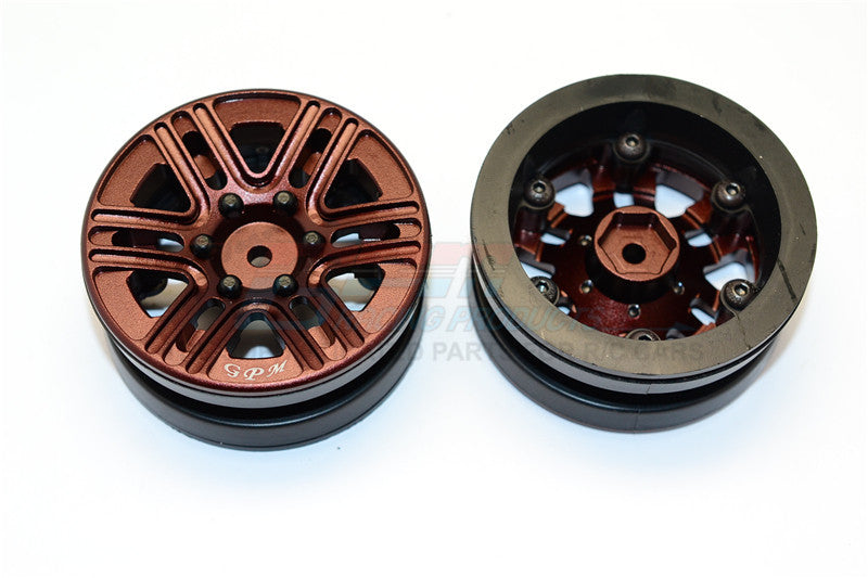 Aluminum 6 Spokes 1.9" Wheels With Plastic Wheel Frame - 2Pcs Set Brown