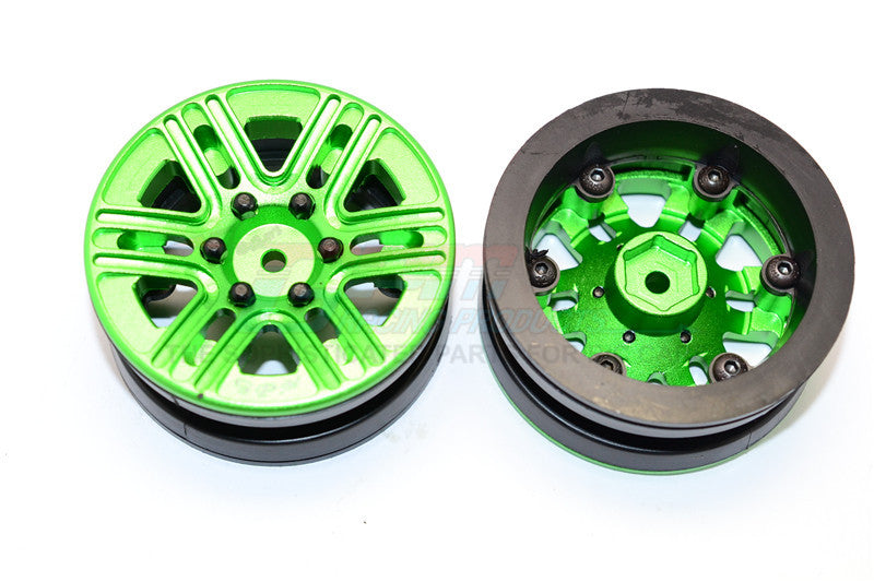Aluminum 6 Spokes 1.9" Wheels With Plastic Wheel Frame - 2Pcs Set Green