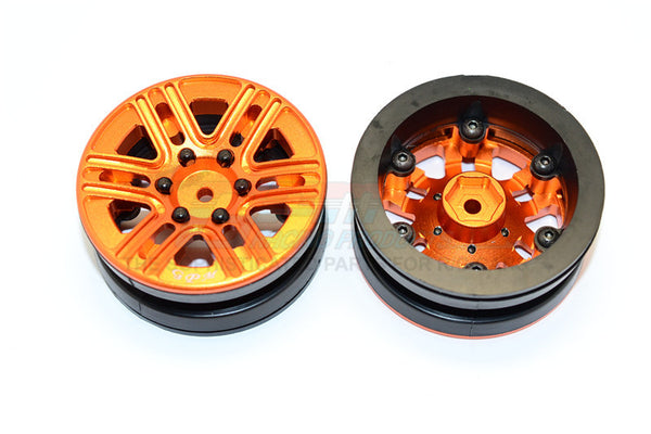 Aluminum 6 Spokes 1.9" Wheels With Plastic Wheel Frame - 2Pcs Set Orange