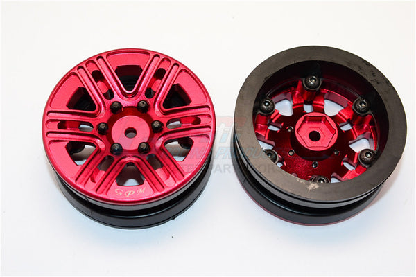 Aluminum 6 Spokes 1.9" Wheels With Plastic Wheel Frame - 2Pcs Set Red