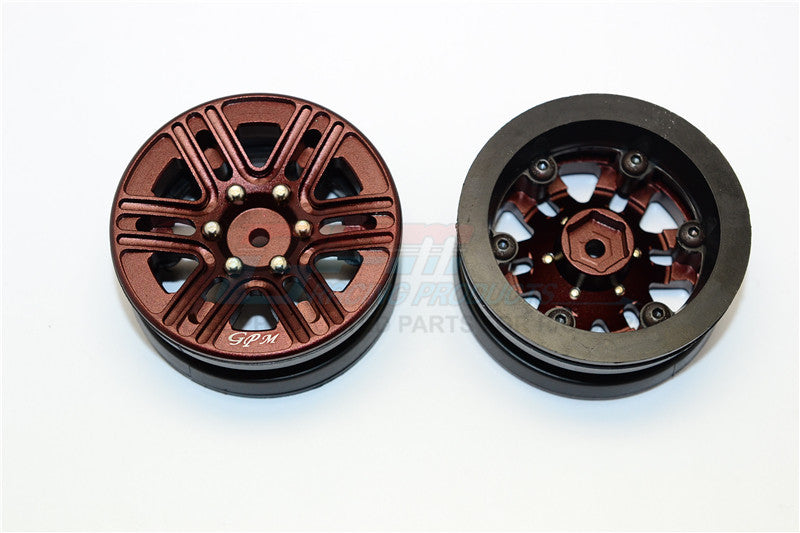 6 Spoke Mag Simulation Wheels In Silver Screws With 1.9" Aluminum Rim - 1Pr Brown