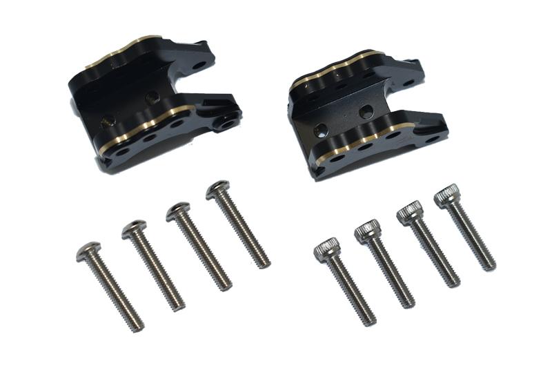 Axial 1/10 RBX10 Ryft 4WD Rock Bouncer AXI03005 Brass Front Axle Mount Set For Suspension Links (Gold Inlay Version) - 10Pc Set Black