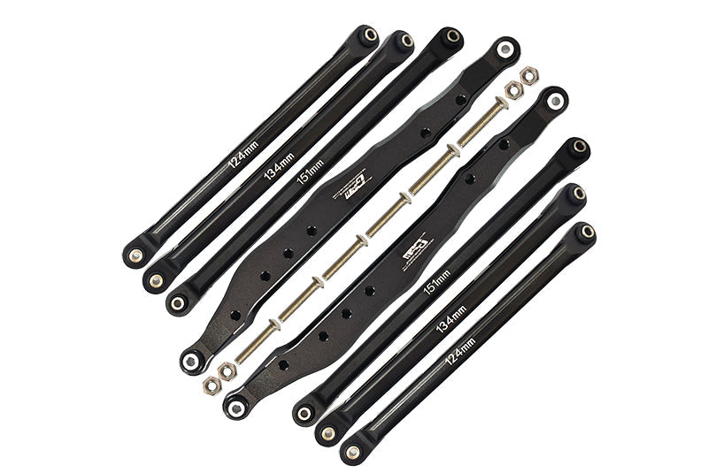 Axial 1/10 RBX10 Ryft 4WD Rock Bouncer Aluminum Upgrade Combo Set A (Trailing Arms + Chassis Links) - Black