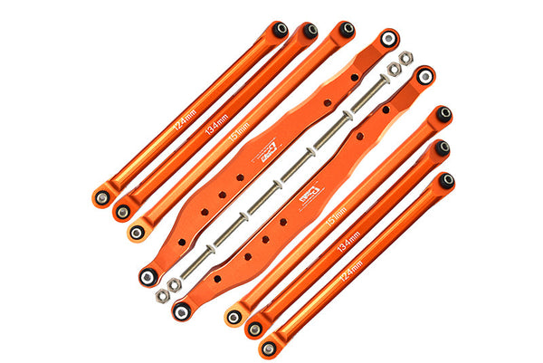 Axial 1/10 RBX10 Ryft 4WD Rock Bouncer Aluminum Upgrade Combo Set A (Trailing Arms + Chassis Links) - Orange