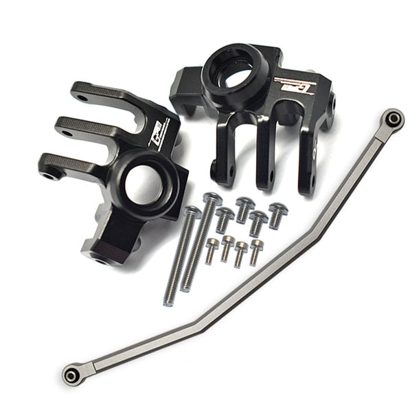 Axial 1/10 RBX10 Ryft 4WD Rock Bouncer AXI03005 Aluminum Front Knuckle Arm With Steering Rod - 13Pc Set Black