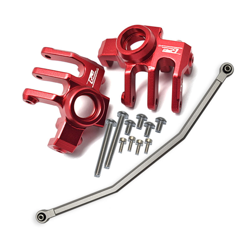 Axial 1/10 RBX10 Ryft 4WD Rock Bouncer AXI03005 Aluminum Front Knuckle Arm With Steering Rod - 13Pc Set Red