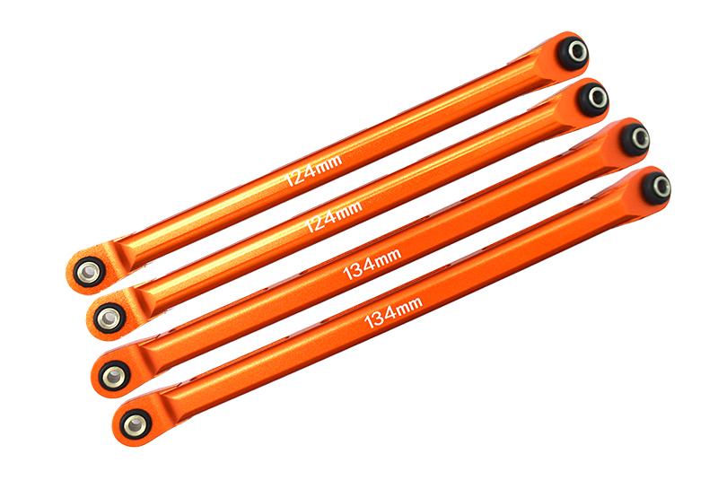 Axial 1/10 RBX10 Ryft 4WD Rock Bouncer AXI03005 Aluminum Front Upper & Lower Chassis Links Parts Tree - 4Pc Set Orange