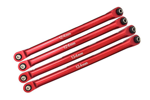 Axial 1/10 RBX10 Ryft 4WD Rock Bouncer AXI03005 Aluminum Front Upper & Lower Chassis Links Parts Tree - 4Pc Set Red