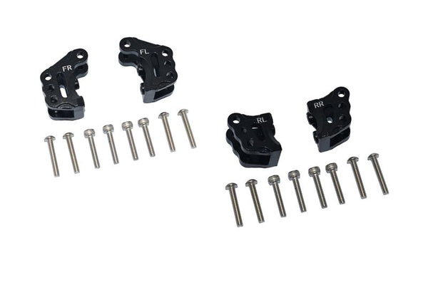 Axial 1/10 RBX10 Ryft 4WD Rock Bouncer Aluminum Front & Rear Axle Mount Set For Suspension Links - 20Pc Set Black